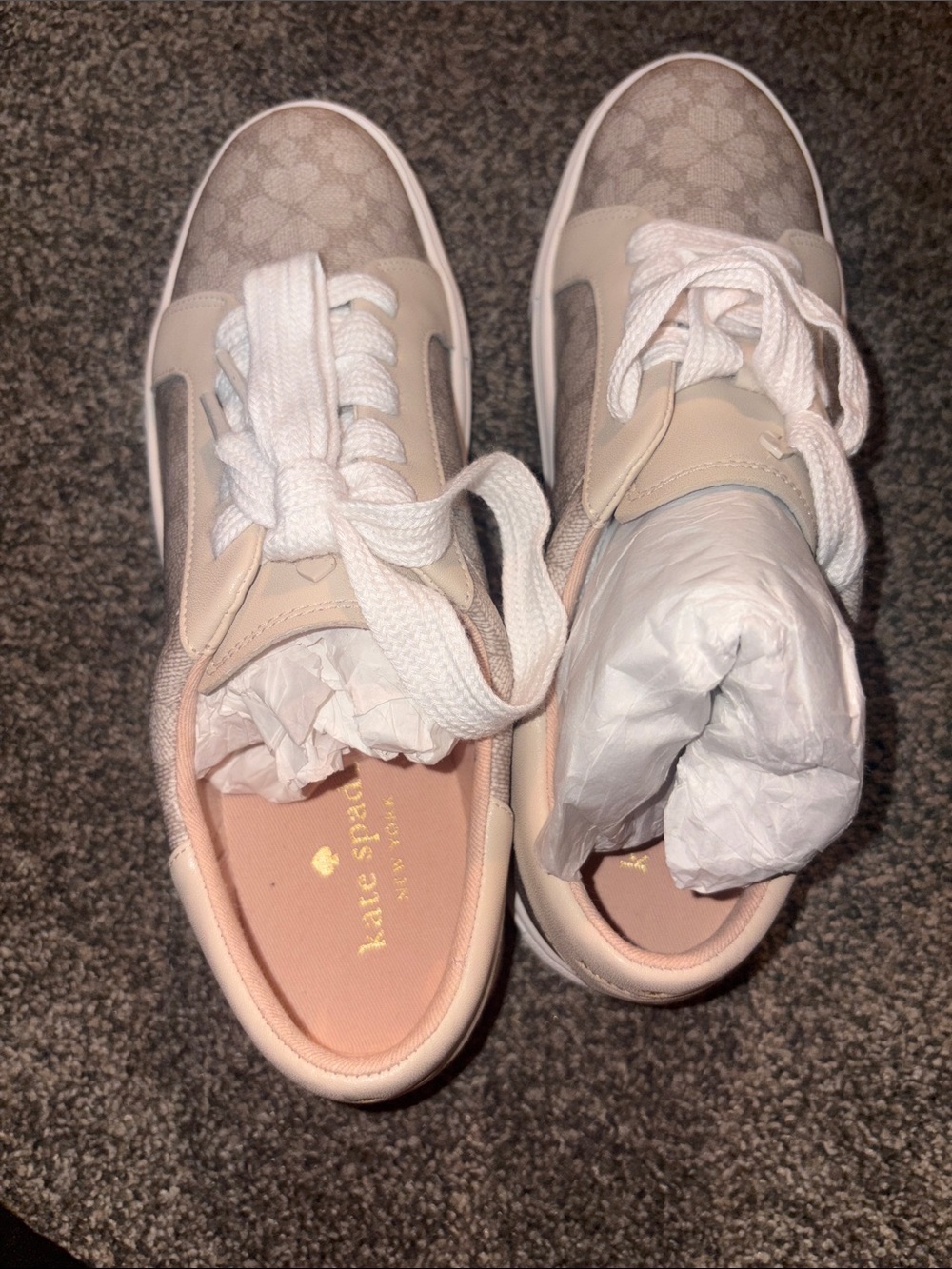 kate spade Pale Pink and Beige Logo Low-Top Sneakers